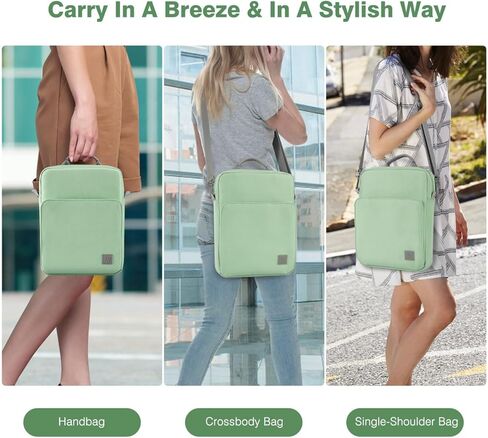 حقيبة كتف للكمبيوتر اللوحي مقاس 9-11 بوصة مع مقبض لجهاز iPad 9/8/7th Gen 10.2، iPad Pro 11 M2 2022، iPad Air 5/4th 10.9، iPad 10th Gen 10.9، Galaxy Tab A8/S9/S8/S9 FE ، أخضر غامق in Kuwait