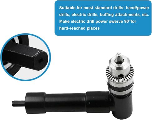 محول ملحق مثقاب بزاوية يمنى لاسلكي، امتداد انحناء الزاوية اليمنى، مثقاب محول 90 درجة مع ظرف بمفتاح 3/8 بوصة ومرفق أداة طاقة بساق سداسية 8 مم (نطاق الظرف: 1-10 مم) in Kuwait