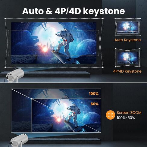 [180°Freestyle & Auto Keystone]Projector with 5G WiFi and Bluetooth HIPPUS,,Mini Portable Projector for iphone,1080P Supported ,Zoom, Movie Projector Compatible with TV Stick, iOS, Android, PS5 in Saudi Arabia