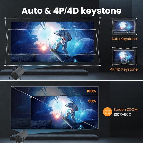 [180°Freestyle & Auto Keystone]Projector with 5G WiFi and Bluetooth HIPPUS,,Mini Portable Projector for iphone,1080P Supported ,Zoom, Movie Projector Compatible with TV Stick, iOS, Android, PS5 in Saudi Arabia