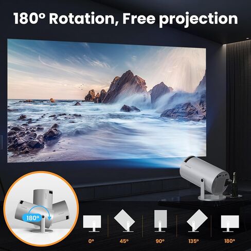 [180°Freestyle & Auto Keystone]Projector with 5G WiFi and Bluetooth HIPPUS,,Mini Portable Projector for iphone,1080P Supported ,Zoom, Movie Projector Compatible with TV Stick, iOS, Android, PS5 in Saudi Arabia