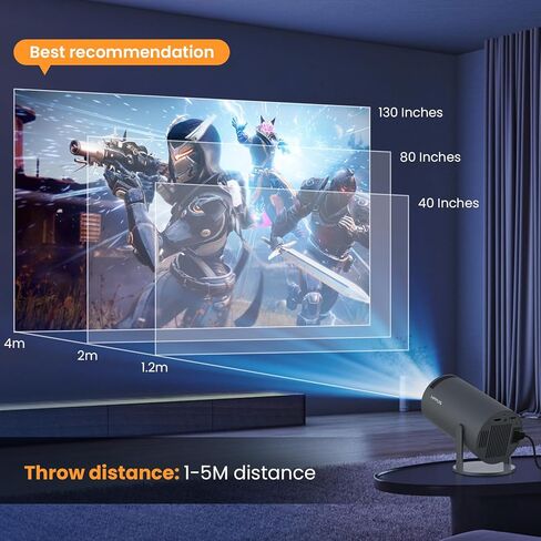 [180°Freestyle & Auto Keystone]Projector with 5G WiFi and Bluetooth HIPPUS,,Mini Portable Projector for iphone,1080P Supported ,Zoom, Movie Projector Compatible with TV Stick, iOS, Android, PS5 in Saudi Arabia