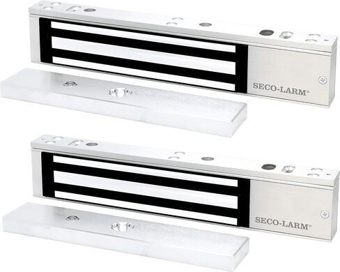 Seco-Larm E-941SA-600PQ حزمة من 2 أقفال كهرومغناطيسية، قوة تثبيت 600 رطل، مؤشر LED مدمج للحالة، مستشعر مدمج للسندات، غلاف من الألومنيوم المؤكسد، دعامة تثبيت قابلة للتعديل، 12/24 فولت تيار مستمر قابل للتحديد in Kuwait
