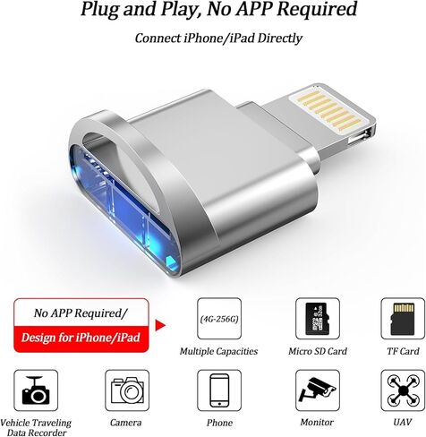 Micro SD Card Reader for iPhone iPad,[Apple MFi Certified] Lightning to Micro SD/TF Card Reader Viewer Adapter Memory Card Reading for iPhone 14/13/12/Pro/11/X/XR/Max/8 Support iOS 13 exFAT & FAT32 in Saudi Arabia