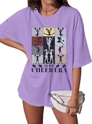 Women Cheer Shirt in My Cheer Era Shirts Cute Graphic T-Shirt Summer Casual Short Sleeve Tops in Saudi Arabia