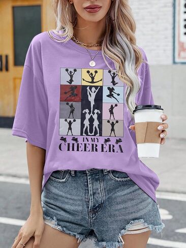Women Cheer Shirt in My Cheer Era Shirts Cute Graphic T-Shirt Summer Casual Short Sleeve Tops in Saudi Arabia