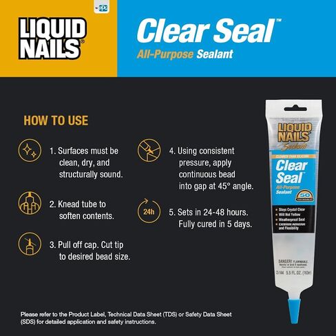 Liquid Nails Clear Seal All-Purpose Sealant, 5.5 oz, 1 Count (Pack of 1) in Saudi Arabia