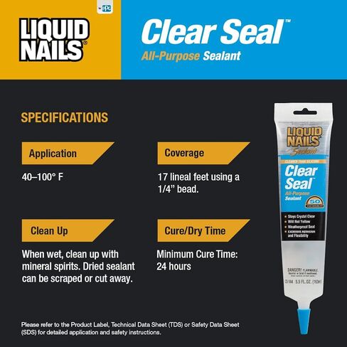Liquid Nails Clear Seal All-Purpose Sealant, 5.5 oz, 1 Count (Pack of 1) in Saudi Arabia