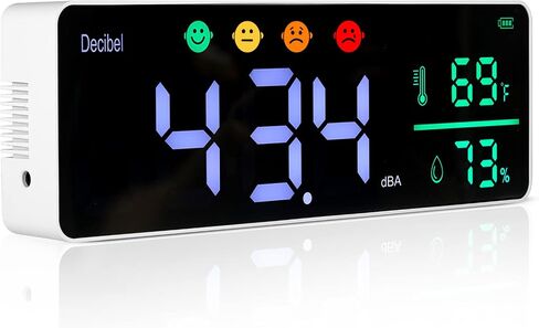 3-in-1 Decibel Meter Noise Monitor Wall Hanging Sound Level Meter with 11 in Large LED Display Noise & Temperature & Humidity Meter Wide Used for Home, Classroom, Studio, Factory in Saudi Arabia