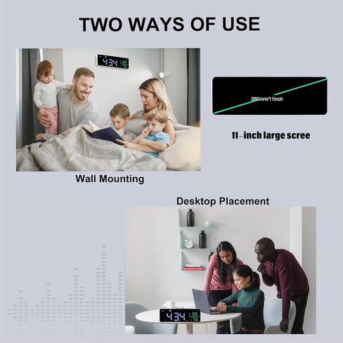 3-in-1 Decibel Meter Noise Monitor Wall Hanging Sound Level Meter with 11 in Large LED Display Noise & Temperature & Humidity Meter Wide Used for Home, Classroom, Studio, Factory in Saudi Arabia