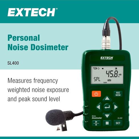 جهاز قياس جرعات الضوضاء الشخصي من Extech SL400 مع واجهة USB in Saudi Arabia