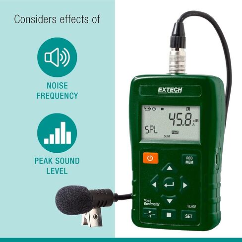 جهاز قياس جرعات الضوضاء الشخصي من Extech SL400 مع واجهة USB in Saudi Arabia