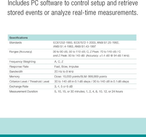 جهاز قياس جرعات الضوضاء الشخصي من Extech SL400 مع واجهة USB in Saudi Arabia
