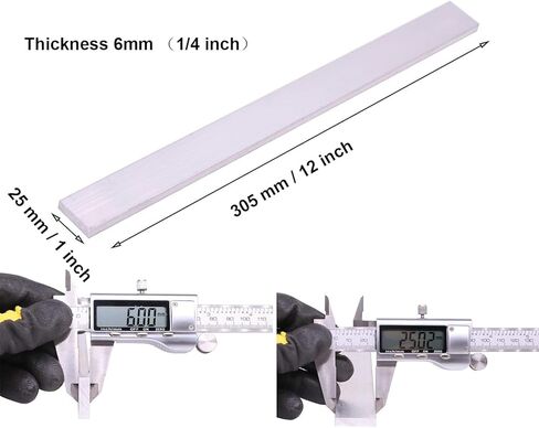 12 قطعة 1/4 بوصة (6 مم) × 1 بوصة (25 مم) شريط مسطح من الألومنيوم بطول 12 بوصة. 236 بوصة 6061 لوحة للأغراض العامة، T6511 مخزون مطحنة جديد صلب in Kuwait