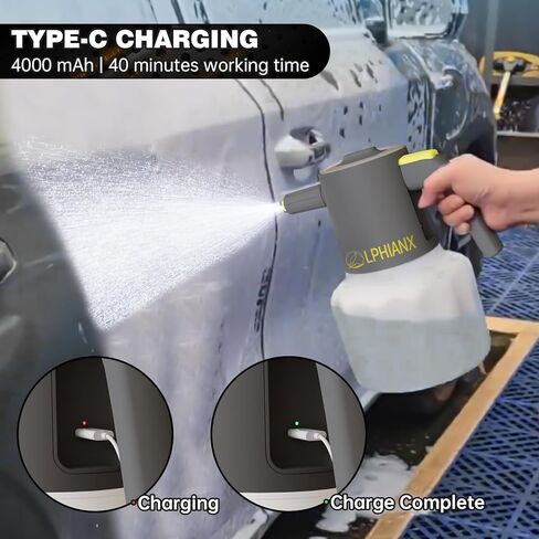 بخاخ إسفنجي كهربائي 2 لتر/4000 مللي أمبير في الساعة، تشغيل بنقرة واحدة، بخاخ إسفنجي تلقائي بدون ضغط مع USB، مناسب للمنزل والحديقة وتجميل وتنظيف السيارة، وإكسسوارات غسيل السيارات in Kuwait