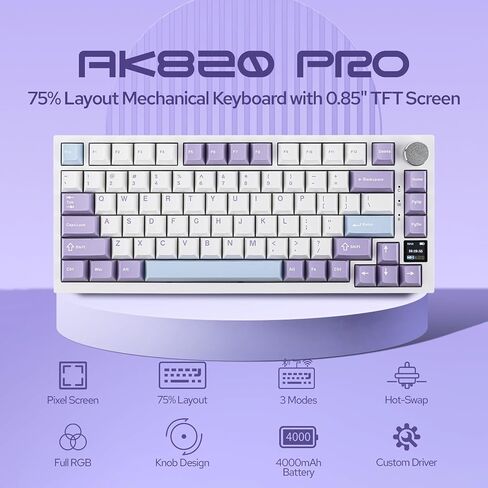 EPOMAKER Ajazz AK820 Pro Wireless Mechanical Keyboard with TFT Display&Knob in Kuwait