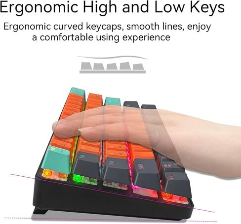 60% Gaming Keyboard, RGB Mechanical Keyboard Wired Ultra-Compact Hot Swappable Red Switch Mini Keyboard with 61 Keys for PC, Laptop, Desktop-QWERTY Layout, 26 Keys Anti-ghosting in Saudi Arabia