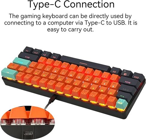60% Gaming Keyboard, RGB Mechanical Keyboard Wired Ultra-Compact Hot Swappable Red Switch Mini Keyboard with 61 Keys for PC, Laptop, Desktop-QWERTY Layout, 26 Keys Anti-ghosting in Saudi Arabia