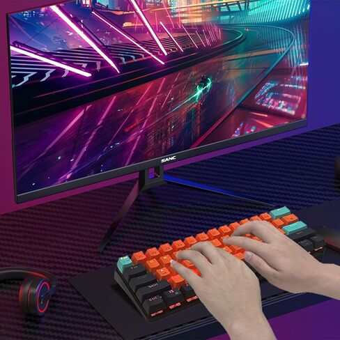 60% Gaming Keyboard, RGB Mechanical Keyboard Wired Ultra-Compact Hot Swappable Red Switch Mini Keyboard with 61 Keys for PC, Laptop, Desktop-QWERTY Layout, 26 Keys Anti-ghosting in Saudi Arabia