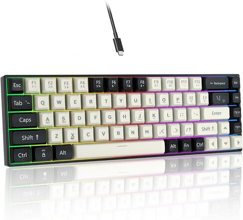 60% Gaming Keyboard, RGB Mechanical Keyboard Wired Ultra-Compact Hot Swappable Red Switch Mini Keyboard with 61 Keys for PC, Laptop, Desktop-QWERTY Layout, 26 Keys Anti-ghosting in Saudi Arabia