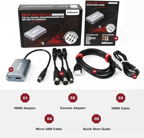 محول SEGA Genesis/Saturn/NEO GEO HDMI - يدعم مضاعف الخط 2X وإدخال RGB/مركب، محول ألعاب الفيديو التوصيل والتشغيل بدون تأخير، محول HDMI لوحدة تحكم SEGA Genesis/Saturn in Kuwait