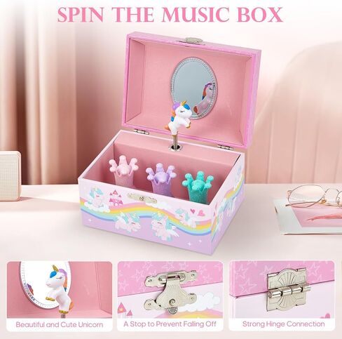 Unicorn Musical Jewelry Box for Girls, Kids Music Box with Spinning Unicorn, Gifts for Girls Toys Jewel Storage Box in Saudi Arabia