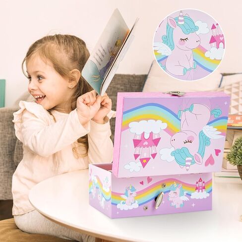 Unicorn Musical Jewelry Box for Girls, Kids Music Box with Spinning Unicorn, Gifts for Girls Toys Jewel Storage Box in Saudi Arabia