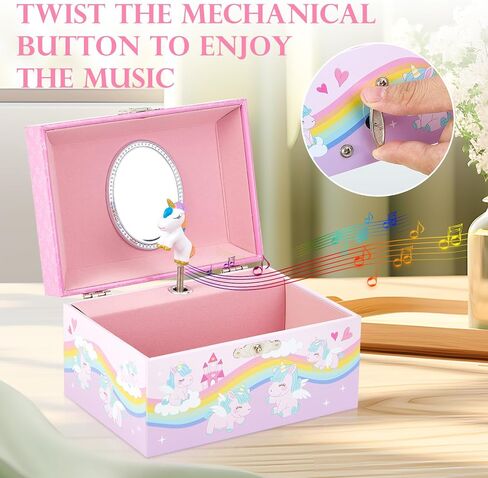 Unicorn Musical Jewelry Box for Girls, Kids Music Box with Spinning Unicorn, Gifts for Girls Toys Jewel Storage Box in Saudi Arabia