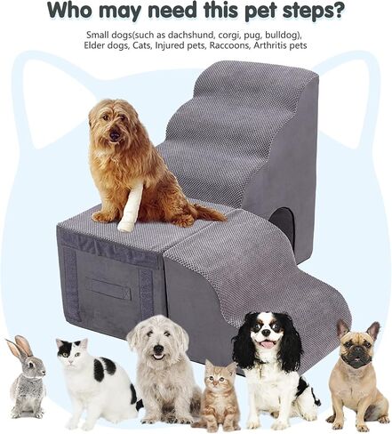 Dog Stairs for High Beds, Pet Stairs for High Beds Up to 26-30 inches High, Pet Ramps Ladder Dog Steps for High Beds 26" Tall for Small Medium Dogs Injured, Doggie, Old Cats in Saudi Arabia