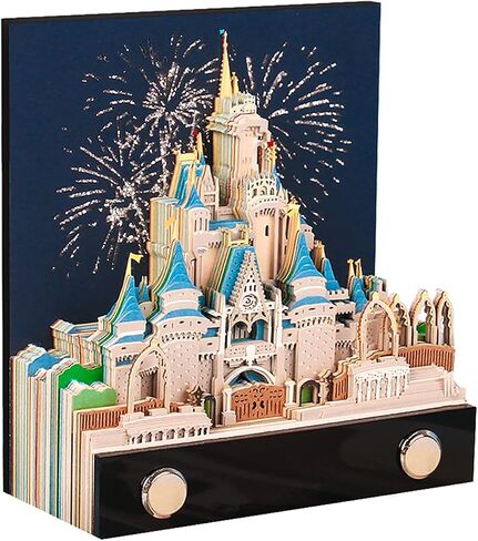 3D Memo Pad Art Sticky Notes, Fantasy Castle Notepad 3D Paper Card Craft Multicolor Self Sticky Note Pads Character Silhouette Desk Decoration DIY Creative Gift in Kuwait