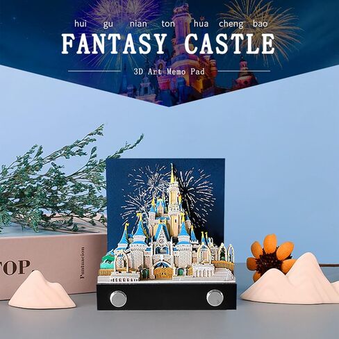 3D Memo Pad Art Sticky Notes, Fantasy Castle Notepad 3D Paper Card Craft Multicolor Self Sticky Note Pads Character Silhouette Desk Decoration DIY Creative Gift in Kuwait