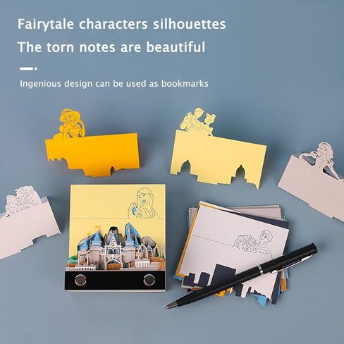3D Memo Pad Art Sticky Notes, Fantasy Castle Notepad 3D Paper Card Craft Multicolor Self Sticky Note Pads Character Silhouette Desk Decoration DIY Creative Gift in Kuwait