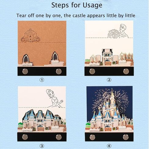 3D Memo Pad Art Sticky Notes, Fantasy Castle Notepad 3D Paper Card Craft Multicolor Self Sticky Note Pads Character Silhouette Desk Decoration DIY Creative Gift in Kuwait