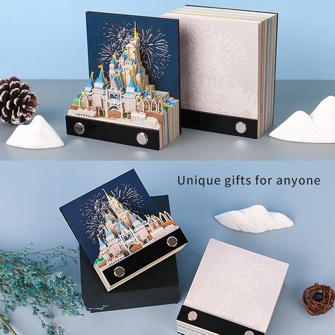 3D Memo Pad Art Sticky Notes, Fantasy Castle Notepad 3D Paper Card Craft Multicolor Self Sticky Note Pads Character Silhouette Desk Decoration DIY Creative Gift in Kuwait