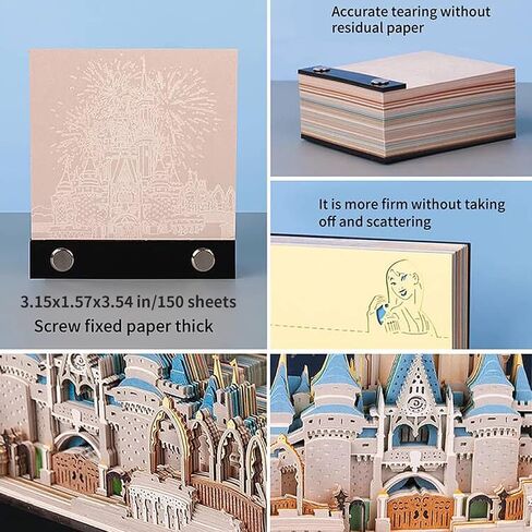 3D Memo Pad Art Sticky Notes, Fantasy Castle Notepad 3D Paper Card Craft Multicolor Self Sticky Note Pads Character Silhouette Desk Decoration DIY Creative Gift in Kuwait