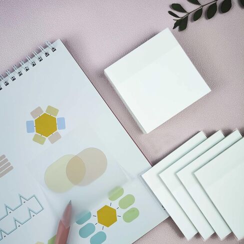 600 Sheets Transparent Sticky Notes pad, 12 Pads Colorful Clear Sticky Notes for annotating Books, Waterproof See Through Translucent Sticky Notes memo (Multicolored Colors, 3x3 inch) in Kuwait