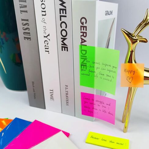 600 Sheets Transparent Sticky Notes pad, 12 Pads Colorful Clear Sticky Notes for annotating Books, Waterproof See Through Translucent Sticky Notes memo (Multicolored Colors, 3x3 inch) in Kuwait