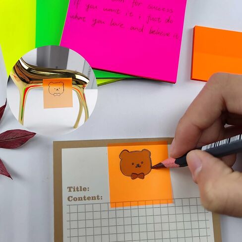 600 Sheets Transparent Sticky Notes pad, 12 Pads Colorful Clear Sticky Notes for annotating Books, Waterproof See Through Translucent Sticky Notes memo (Multicolored Colors, 3x3 inch) in Kuwait