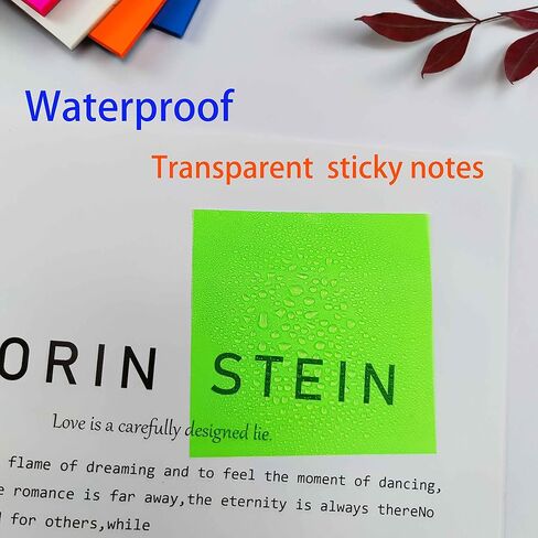 600 Sheets Transparent Sticky Notes pad, 12 Pads Colorful Clear Sticky Notes for annotating Books, Waterproof See Through Translucent Sticky Notes memo (Multicolored Colors, 3x3 inch) in Kuwait