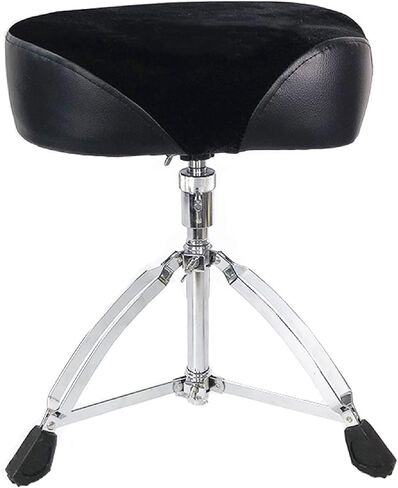 Miwayer Heavy Drum Throne Height Adjustable Drum Stool Breathable Suede Padded Saddle Drum Seat Motocycle Style for Adults Drummers (Black Suede) in Saudi Arabia