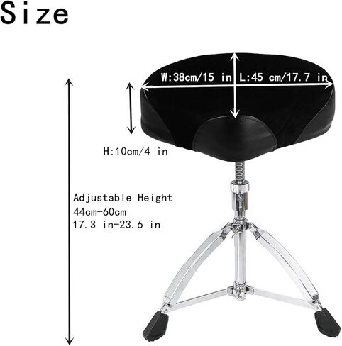 Miwayer Heavy Drum Throne Height Adjustable Drum Stool Breathable Suede Padded Saddle Drum Seat Motocycle Style for Adults Drummers (Black Suede) in Saudi Arabia
