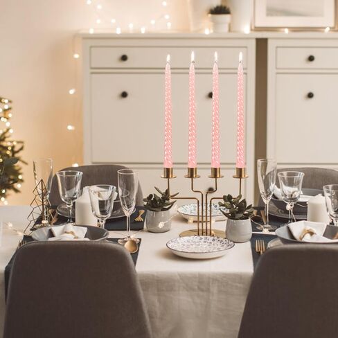 Pink Taper Candles 10 inch -Set of 4 Tapered Candles, Long Candle,Tall Candlesticks, Home Dinner, Party, Wedding, Halloween, Churches,Christmas (4pcs, Pink) in Kuwait