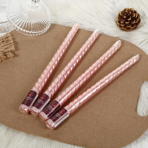 Pink Taper Candles 10 inch -Set of 4 Tapered Candles, Long Candle,Tall Candlesticks, Home Dinner, Party, Wedding, Halloween, Churches,Christmas (4pcs, Pink) in Kuwait