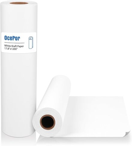 OcePor White Craft Paper Roll 15"×450", Poster Paper Roll for Kids, Roll of Paper for Kids Art,White Wrapping Paper Roll, Drawing Easel Large Paper Roll for Paints, Wall Art, Board in Kuwait
