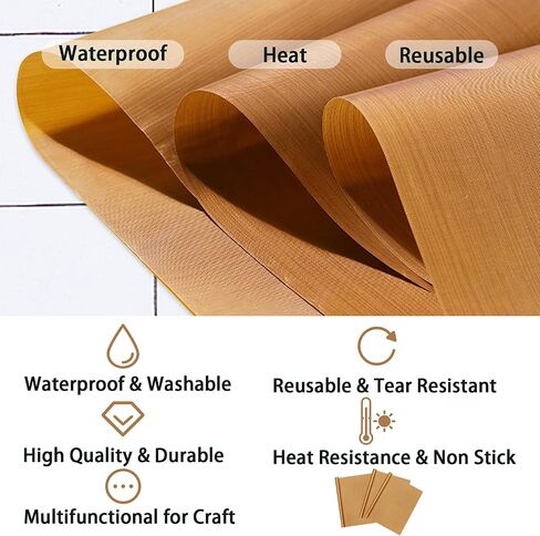 Gwybkq Teflon Sheet for Heat Press Non Stick 25 Pack 12’’x16’’ Transfer Sheet Heat Transfer Paper Heat Resistant Craft Mat in Kuwait