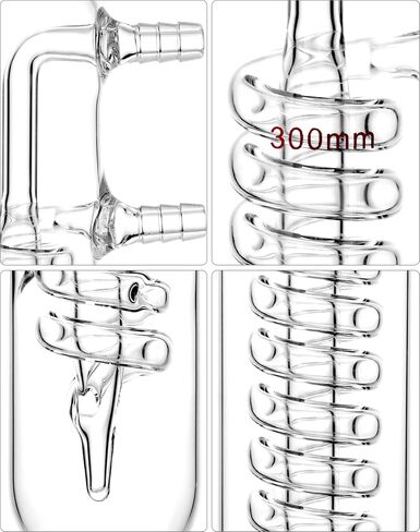 QWORK Glass Reflux Condenser 24/40 - Large Cooling Capacity, Borosilicate Glass, Organic Chemistry Lab Glassware, 175mm in Coil Length 390mm in Overall Height in Saudi Arabia