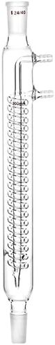 QWORK Glass Reflux Condenser 24/40 - Large Cooling Capacity, Borosilicate Glass, Organic Chemistry Lab Glassware, 175mm in Coil Length 390mm in Overall Height in Saudi Arabia