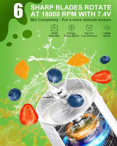 Portable Blender, Portable Blender for Shakes and Smoothies, Personal Size Blender for Shakes and Smoothies with 6 Blades, 17 Oz USB Rechargeable Mini Blender shake Smoothie for Kitchen/Travel/Gym in Saudi Arabia