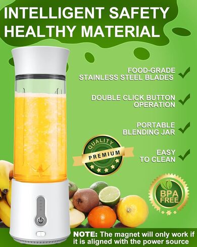 Portable Blender, Portable Blender for Shakes and Smoothies, Personal Size Blender for Shakes and Smoothies with 6 Blades, 17 Oz USB Rechargeable Mini Blender shake Smoothie for Kitchen/Travel/Gym in Saudi Arabia
