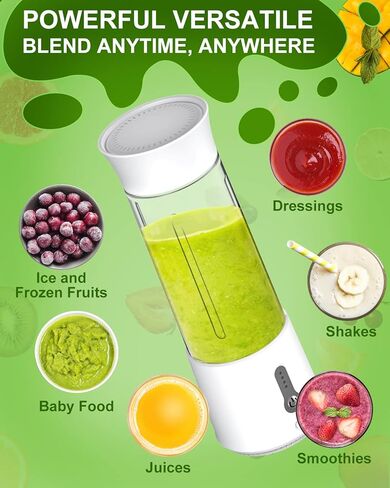 Portable Blender, Portable Blender for Shakes and Smoothies, Personal Size Blender for Shakes and Smoothies with 6 Blades, 17 Oz USB Rechargeable Mini Blender shake Smoothie for Kitchen/Travel/Gym in Saudi Arabia